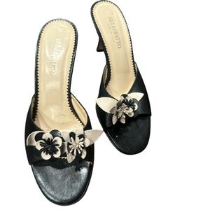 Black Women's Heels with Floral Design